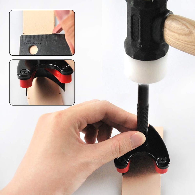 OWDEN Design 3Pcs. Leather Belt end Cutter Punch Set,Half-Round Shaped,Strap Punch Tool Set,3 Sizes Leather Tool. - Image 5